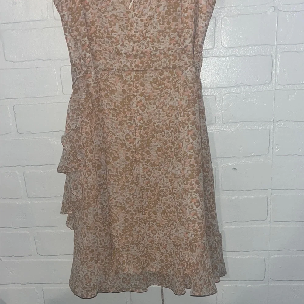Twenty Ten Womens Mini Dress Pink and Beige Ruffle Sleeves Spring A-line Large - Picture 9 of 13